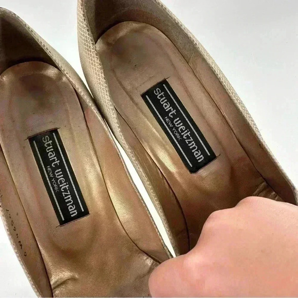 Stuart Weitzman heels size 10 C old leather pointy toe stilettos vintage 80s 90s - Picture 10 of 13